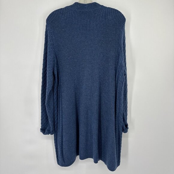 J.Jill Womens Blue Open Cable Knit Cardigan sweater size large cotton blend - Picture 10 of 12